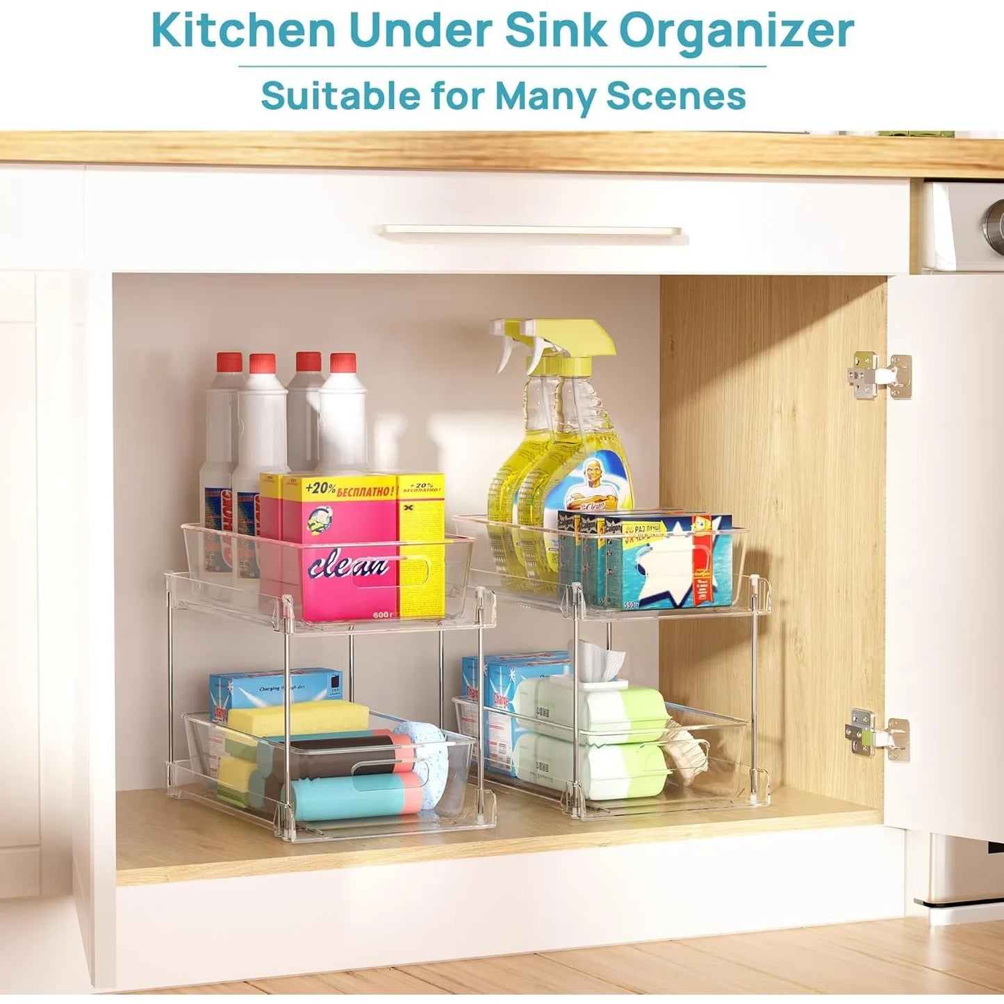 4 Pack Clear Bathroom Organizers for Tidy Storage Solutions