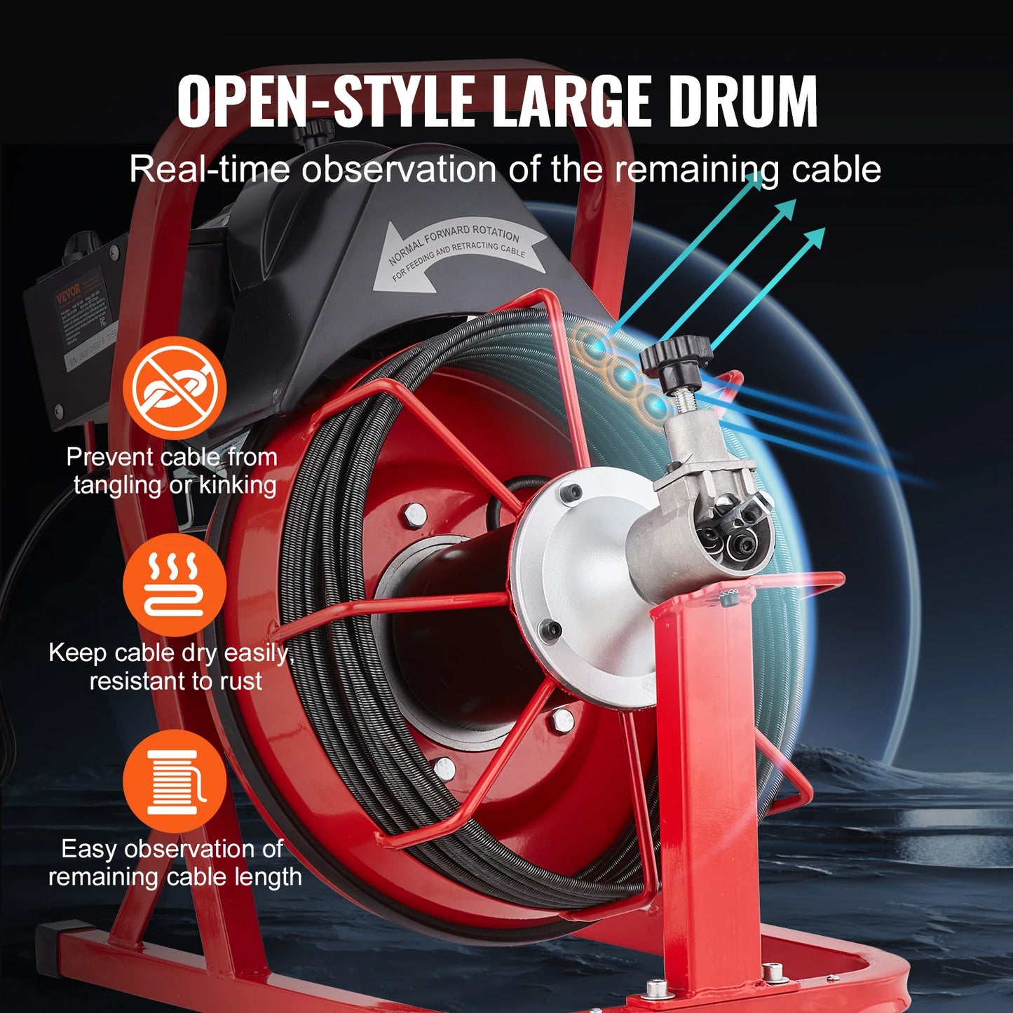 VEVOR Electric Drain Cleaner Machine with Automatic Feeding System