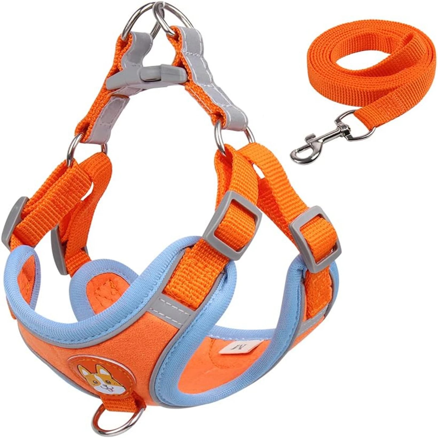 Soft Harness for Dogs No Pull Dog Harness and Leash Set Puppy Cat Step In Vest Harness with Reflective Strips for Small and Medium Dogs