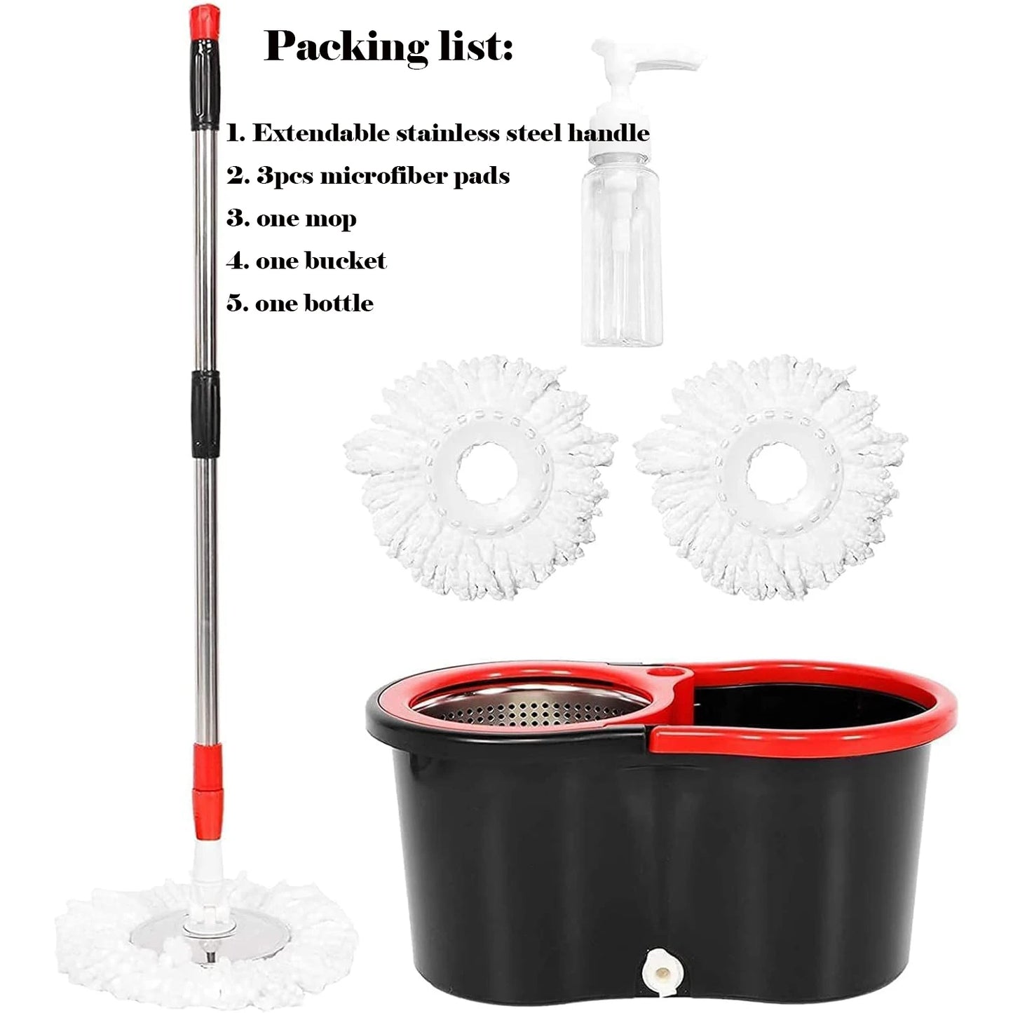 360 Degree Spin Mop Bucket Set with Stainless Steel Basket