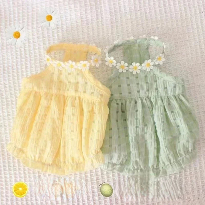 Breathable Cotton Dress for Small French Bulldog Girls