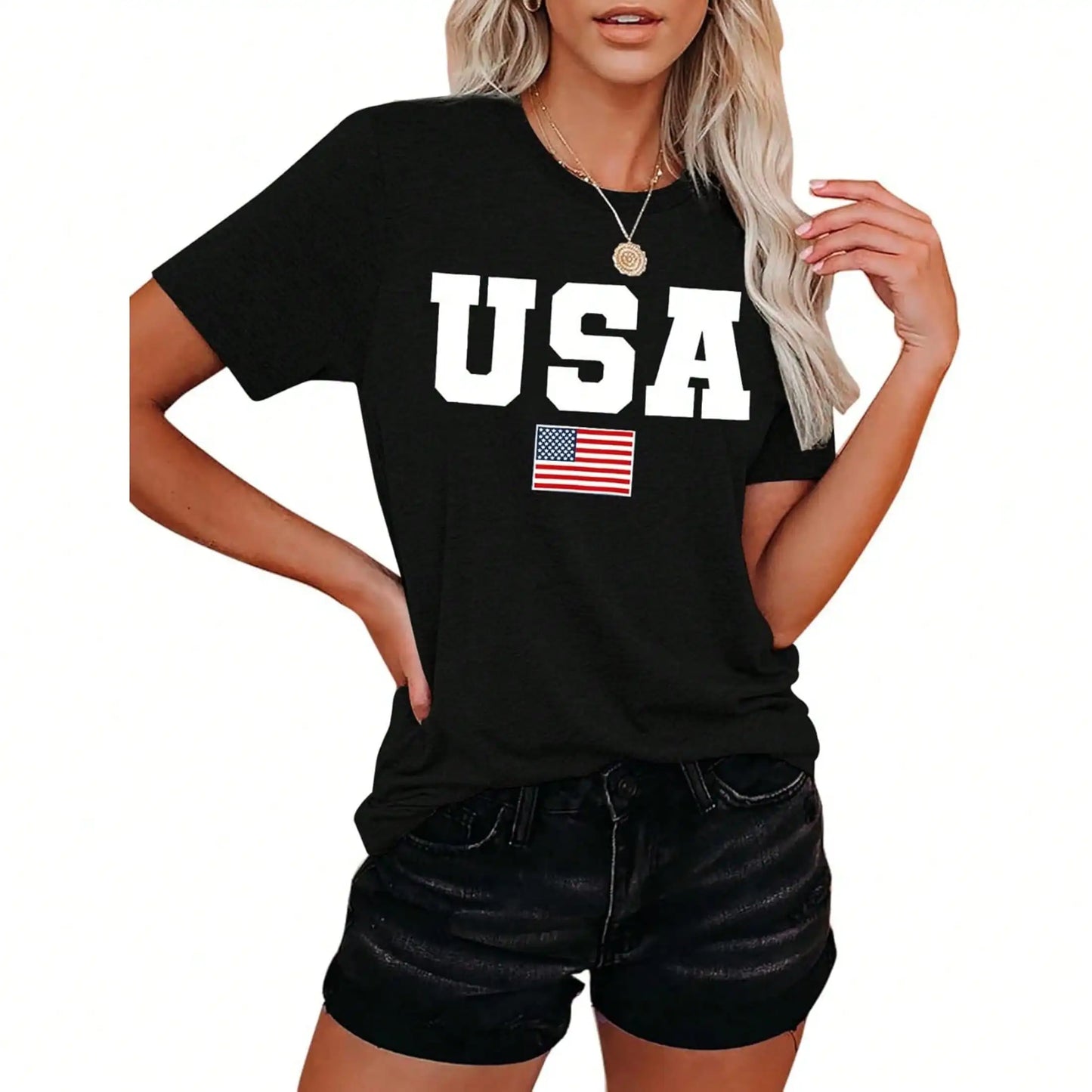 American Flag Shirts For Women 4th Of July Tops USA Print T Shirt Proud T Shirt Comfort Neck Short Casual Short Sleeve American