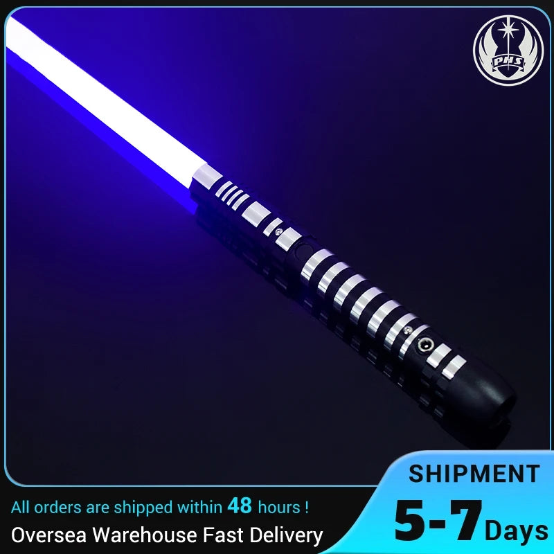 PHS Dueling Lightsabers 4 Modes Sounds Black Metal Hilt Light Up Sword Toys for Adults Birthday Party Favors 99cm