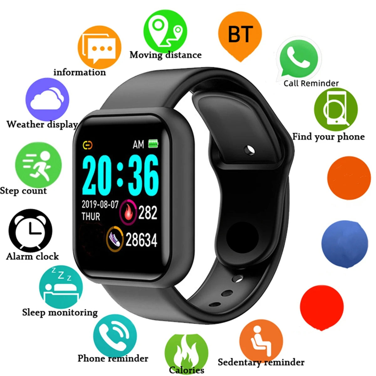 Smart Fitness Watch Heart Rate Tracker Message Alerts