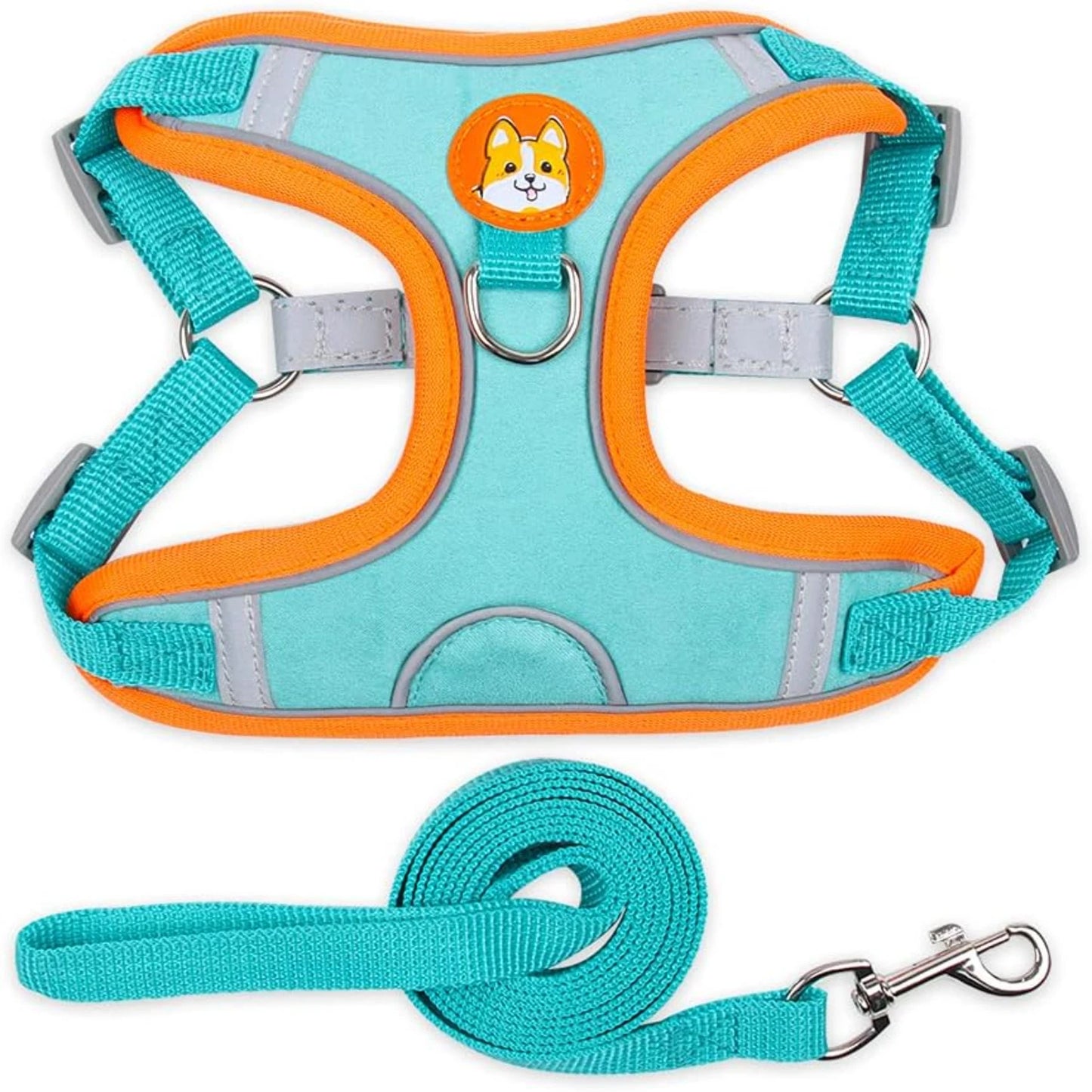 Soft Harness for Dogs No Pull Dog Harness and Leash Set Puppy Cat Step In Vest Harness with Reflective Strips for Small and Medium Dogs