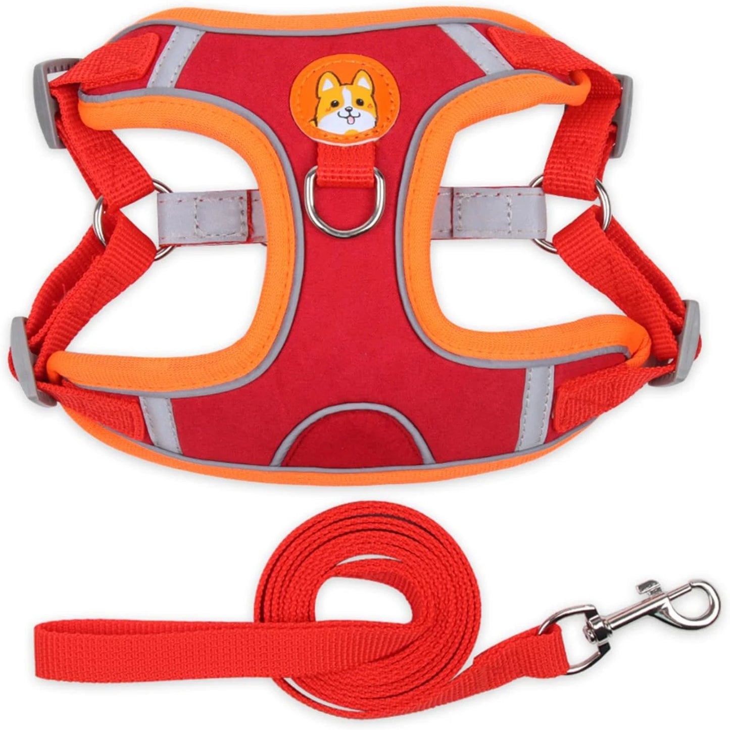 Soft Harness for Dogs No Pull Dog Harness and Leash Set Puppy Cat Step In Vest Harness with Reflective Strips for Small and Medium Dogs