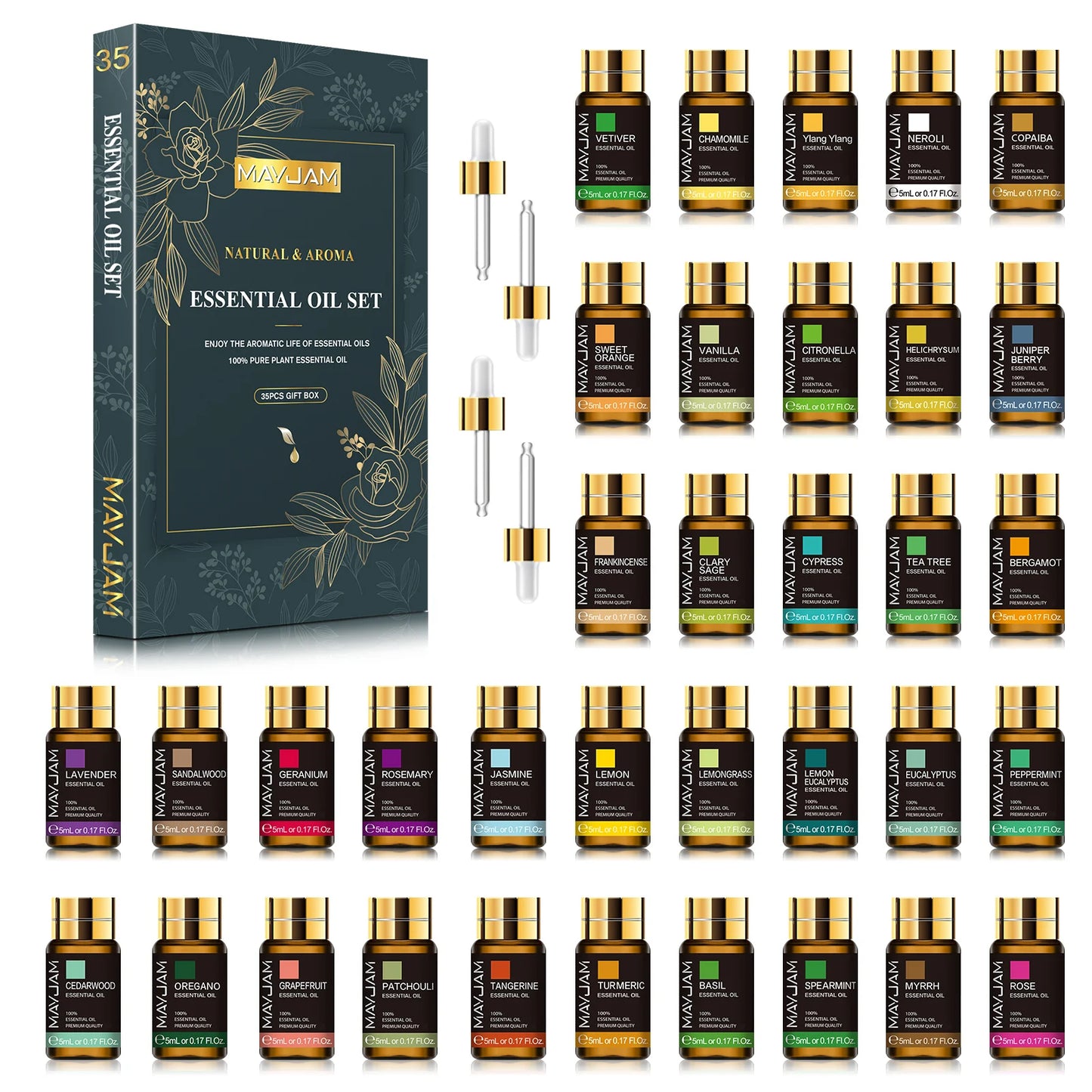 MAYJAM 35pcs Set Essential Oils For Humidifier Diffuser
