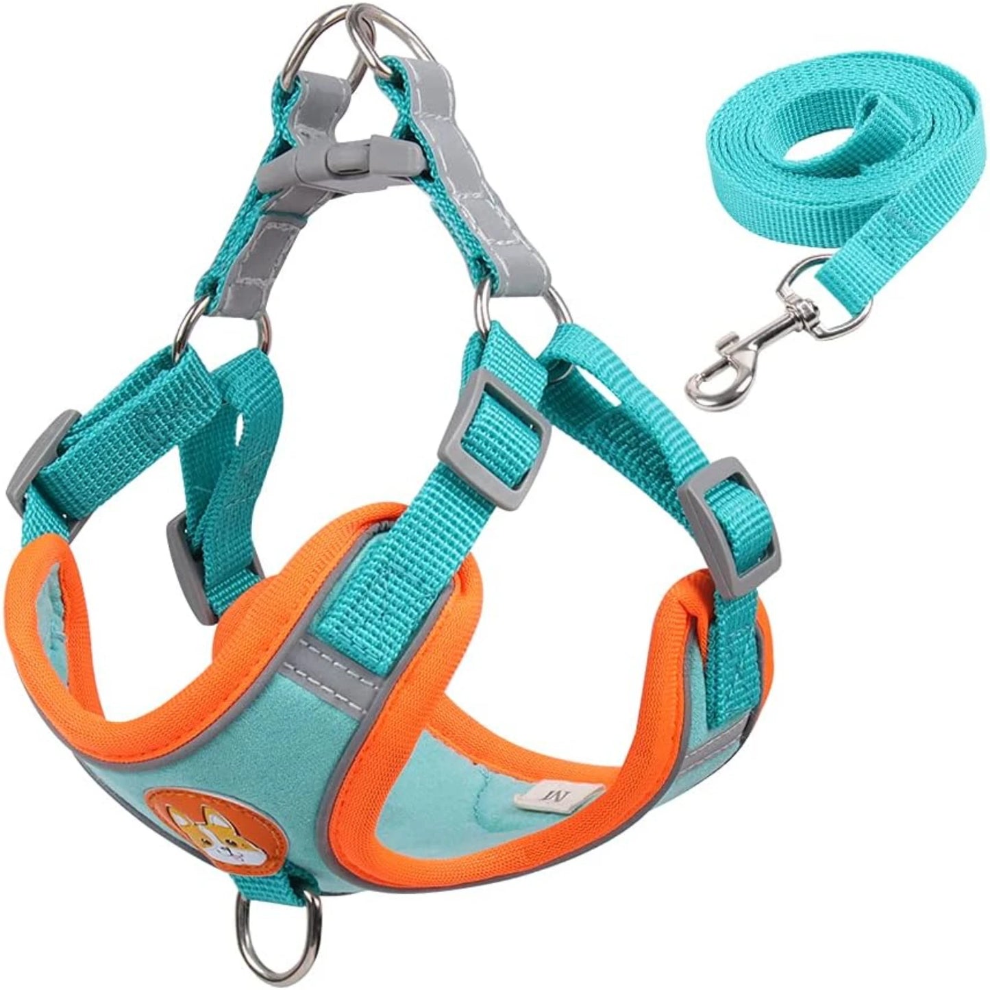 Soft Harness for Dogs No Pull Dog Harness and Leash Set Puppy Cat Step In Vest Harness with Reflective Strips for Small and Medium Dogs