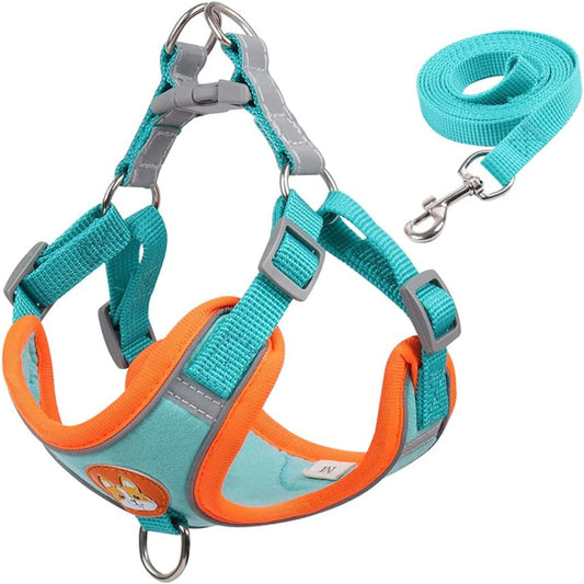 Soft Harness for Dogs No Pull Dog Harness and Leash Set Puppy Cat Step In Vest Harness with Reflective Strips for Small and Medium Dogs