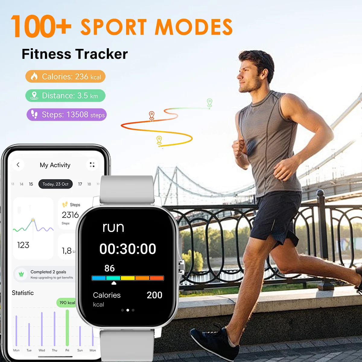 Smart Watch Bluetooth Call Smartwatch Touch Dial Music Fitness