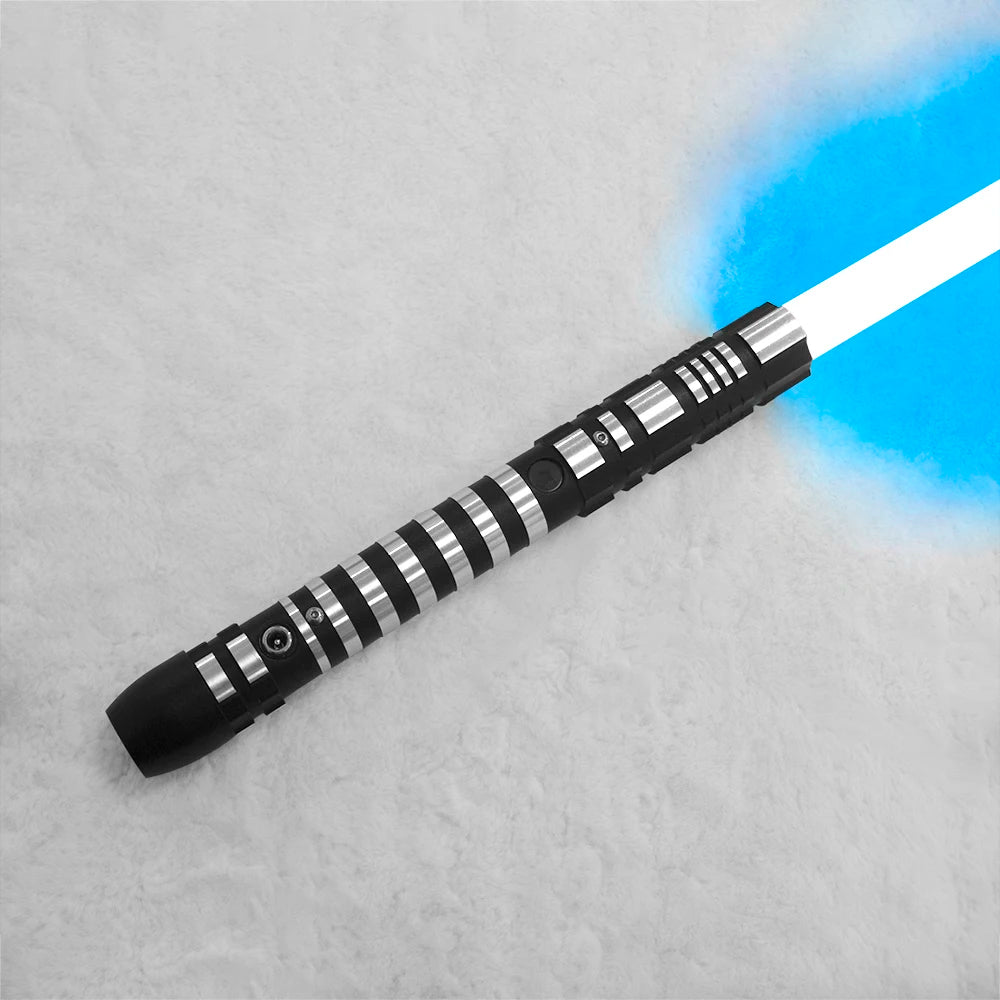 PHS Dueling Lightsabers 4 Modes Sounds Black Metal Hilt Light Up Sword Toys for Adults Birthday Party Favors 99cm