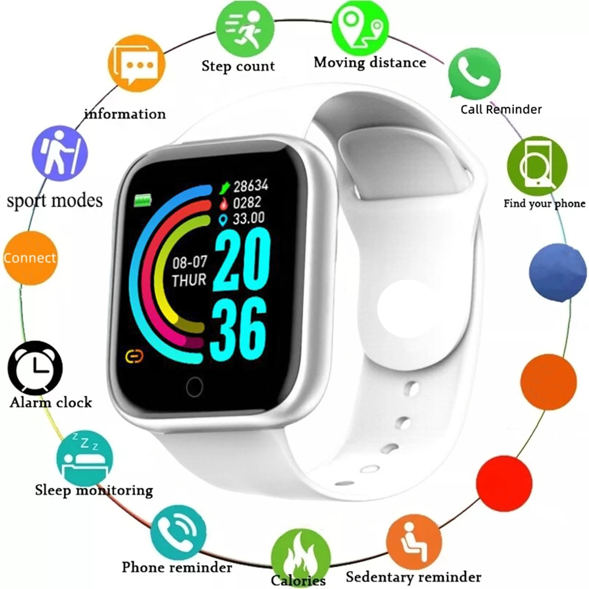 Smart Fitness Watch Heart Rate Tracker Message Alerts