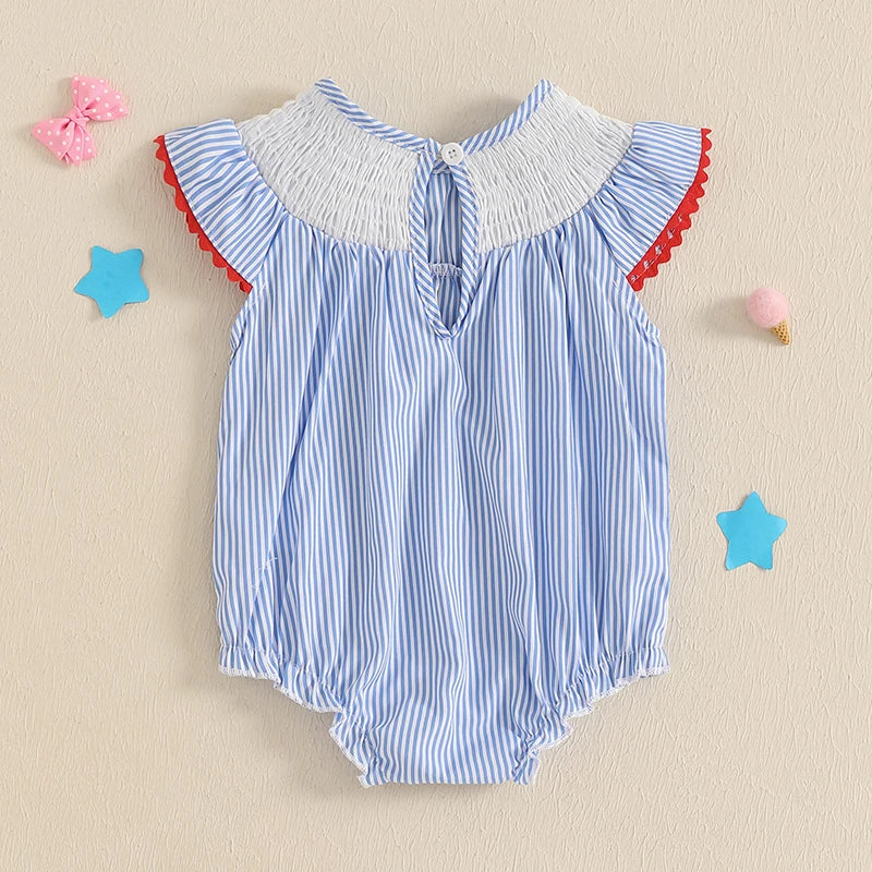 Independence Day Infant Baby Girls Romper Fly Sleeve Bodysuit