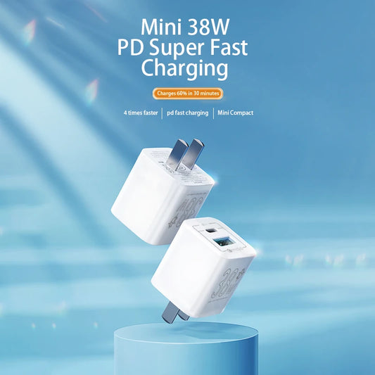 38W PD USB C Fast Charger With EU US UK Plugs For Phones