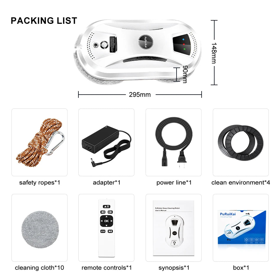 PuRuiKai Ultra Thin Robot Vacuum and Window Cleaning Device