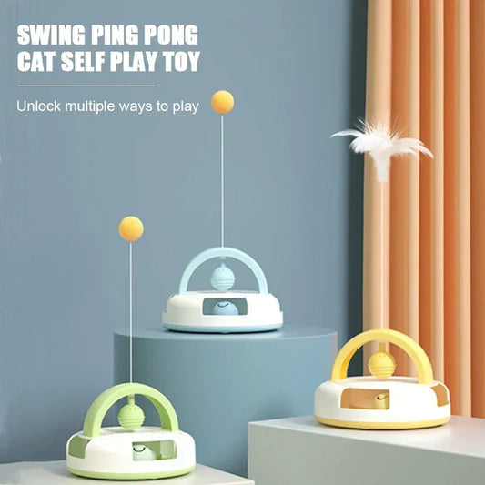 Gravity Table Tennis Cat Toy with Catnip Ball