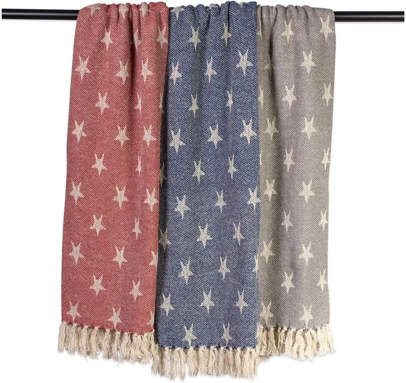 4Th Of July Patriotic Throw Blanket With Decorative Tassles