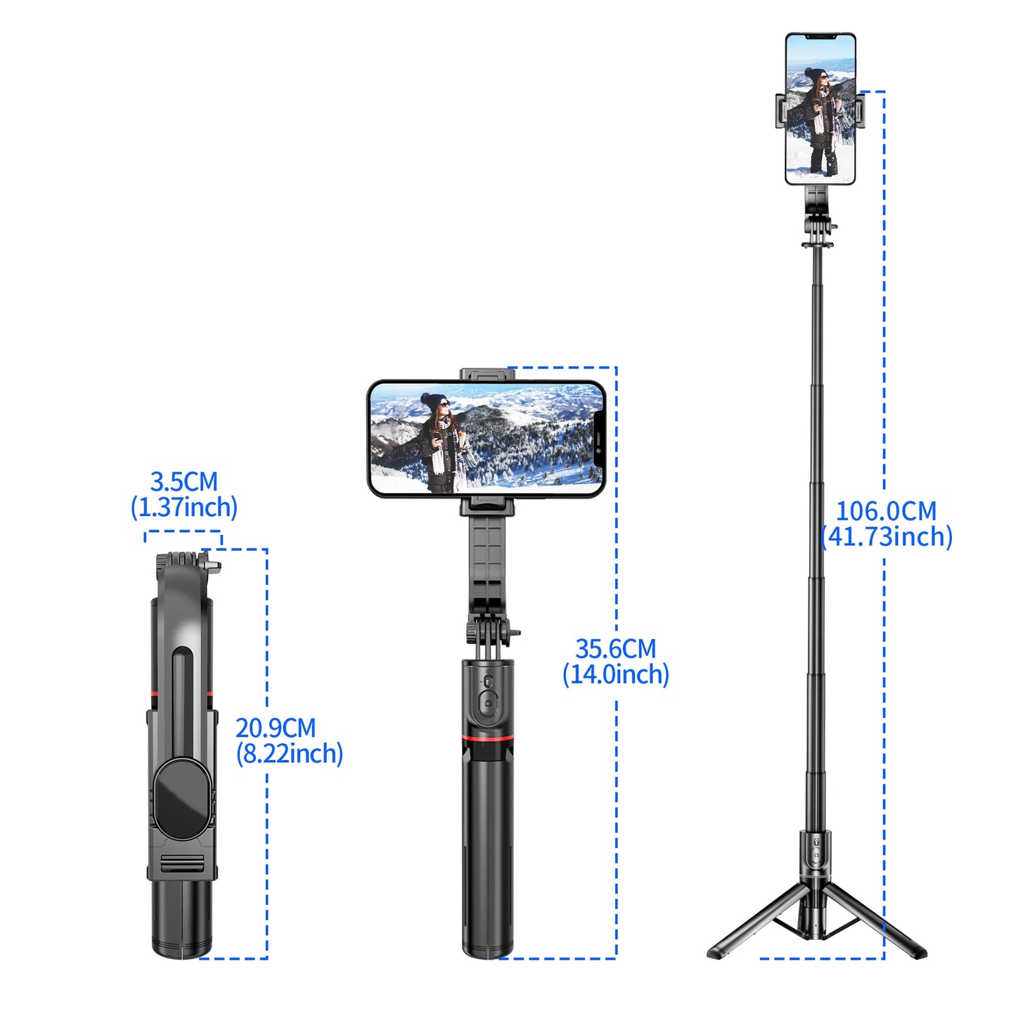 L12 1060mm Foldable Selfie Stick Bluetooth Remote Tripod