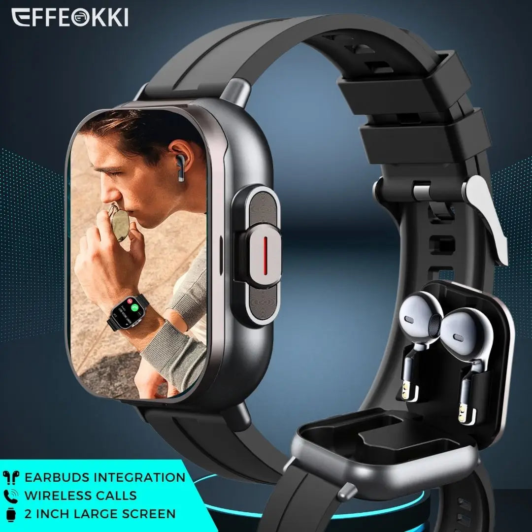 2 in 1 Smartwatch with Earbuds for Sports and Calls
