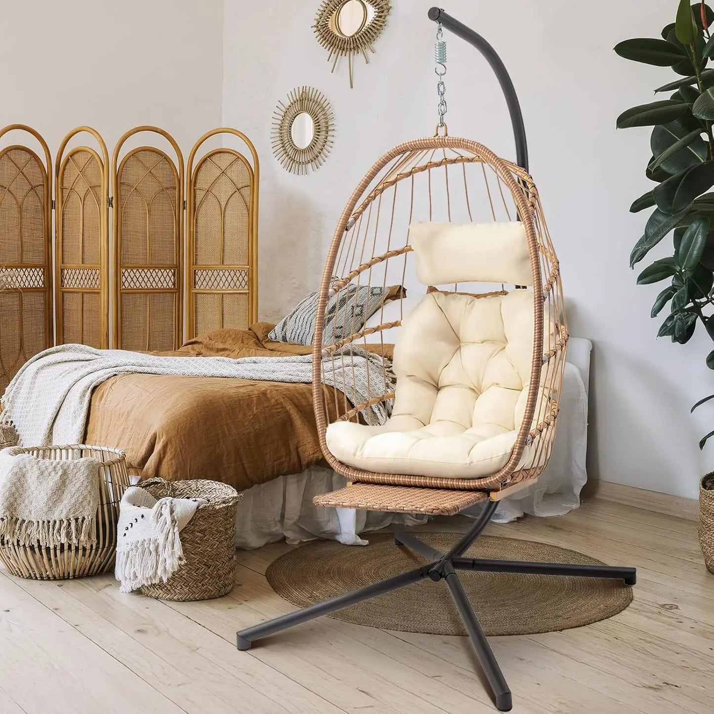 Swing Egg Chair Hammock with Aluminum Frame and Cushion