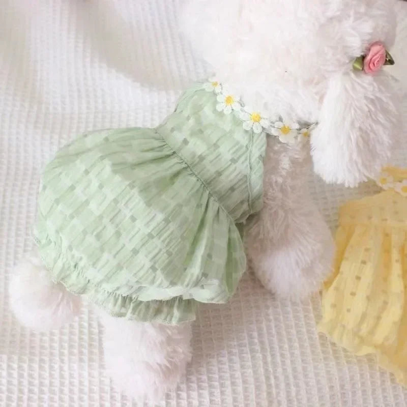 Breathable Cotton Dress for Small French Bulldog Girls