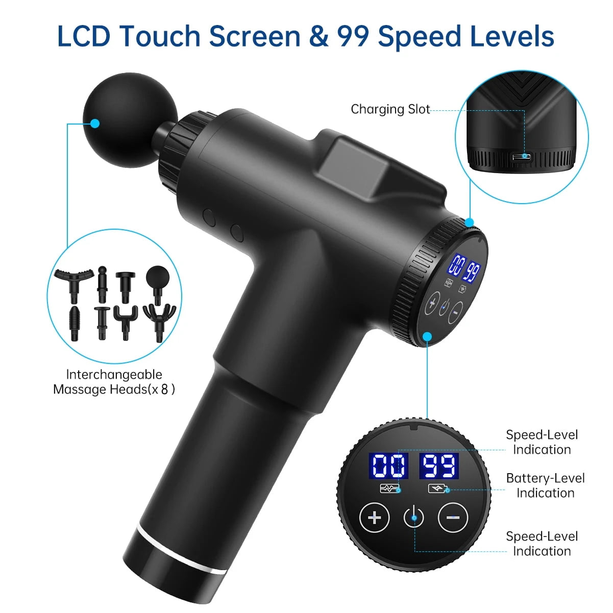 Massage Gun 99 Speed Deep Muscle Percussion Massager with Carry Case Perfect Gift for Athletes and Fitness Enthusiasts