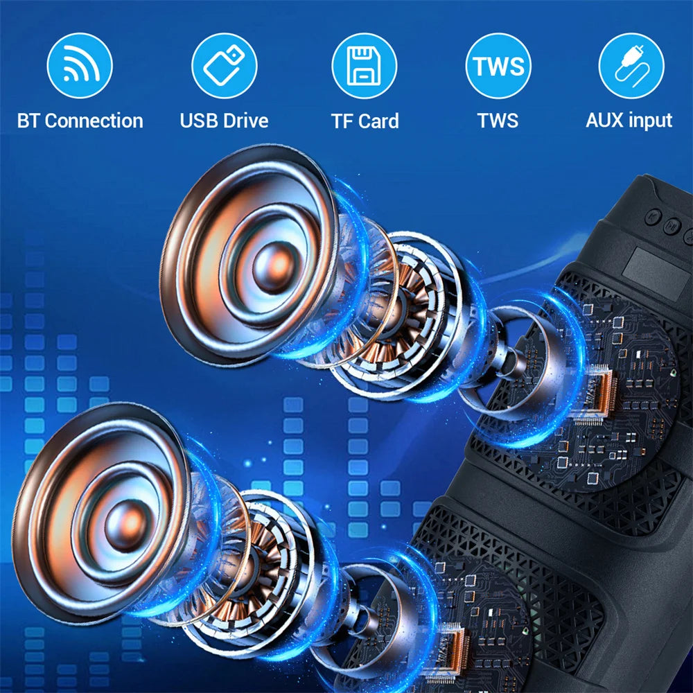 Portable Bluetooth Speaker with Subwoofer and LED Lights