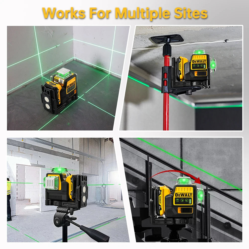 DEWALT Laser Level DW089LG 12 Line 3 Sides 360 Degrees Green Beam Laser 12V Lithium Battery Outdoor Light Level Meter