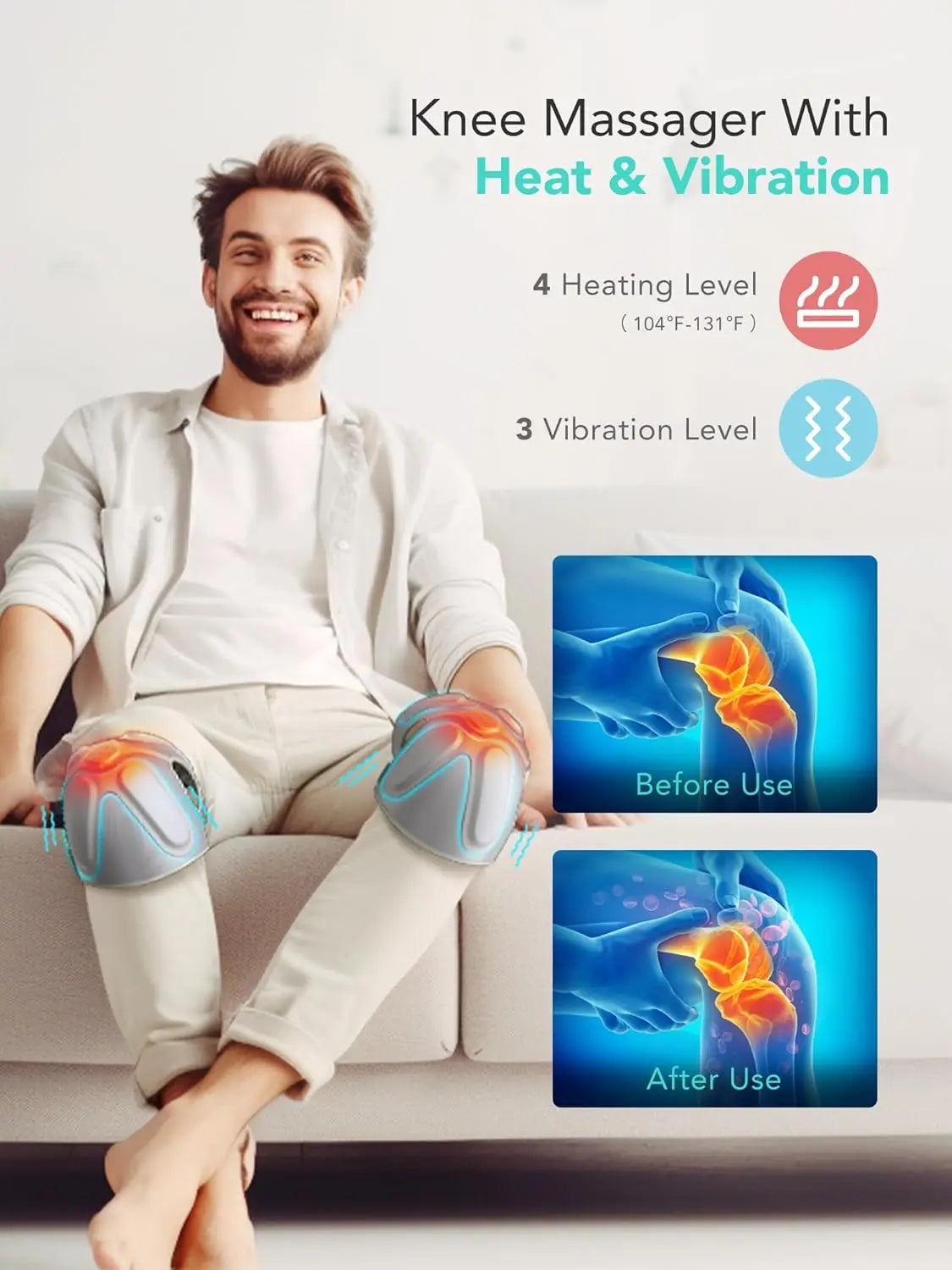SKG Cordless Heated Knee Massager for Pain Relief and Comfort