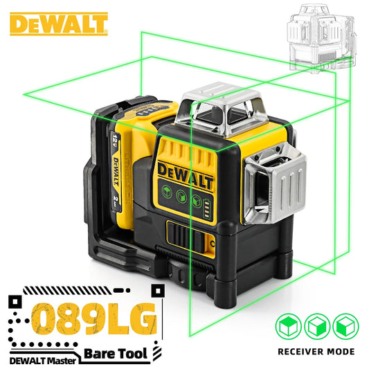 DEWALT Laser Level DW089LG 12 Line 3 Sides 360 Degrees Green Beam Laser 12V Lithium Battery Outdoor Light Level Meter