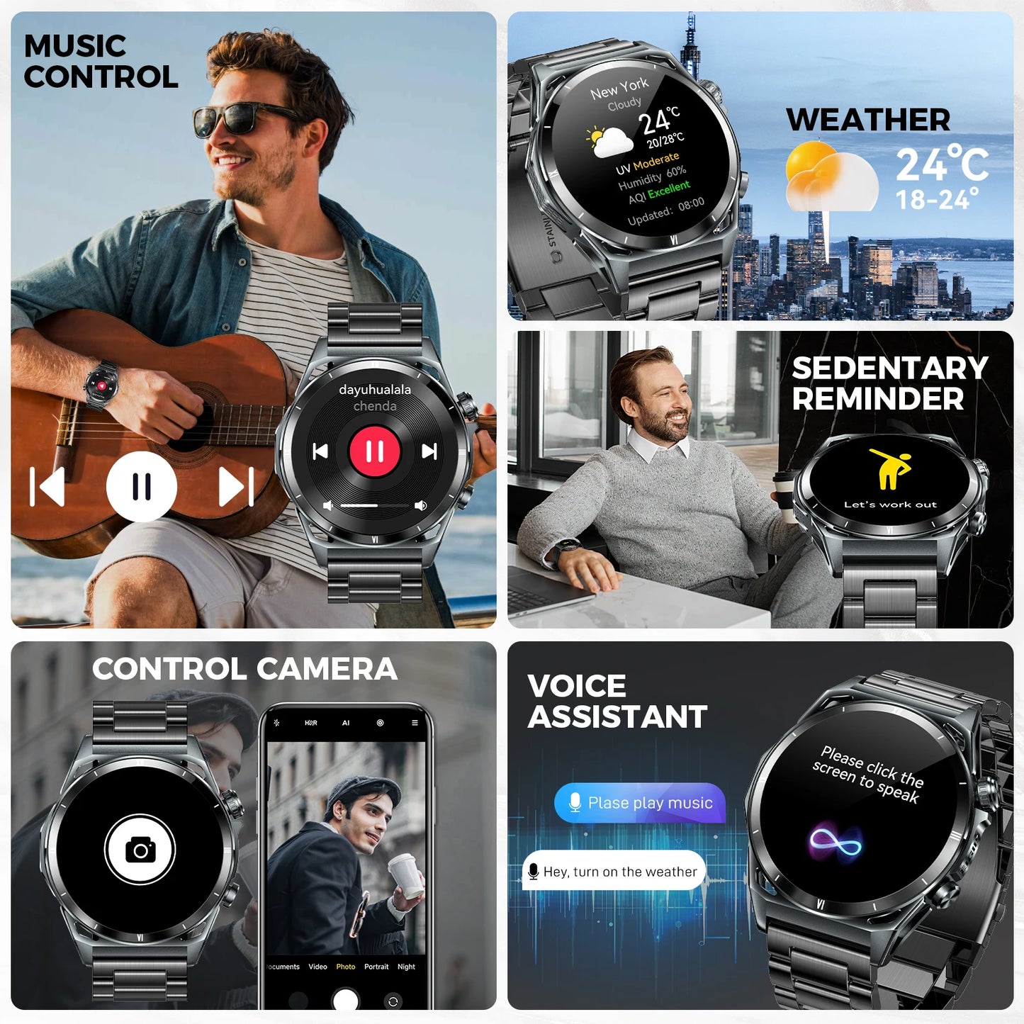 EIGIIS New Smart Watch KE6 1.43" AMOLED Display Men Black Sports Watch KE Series Bluetooth Call IP68 Waterproof