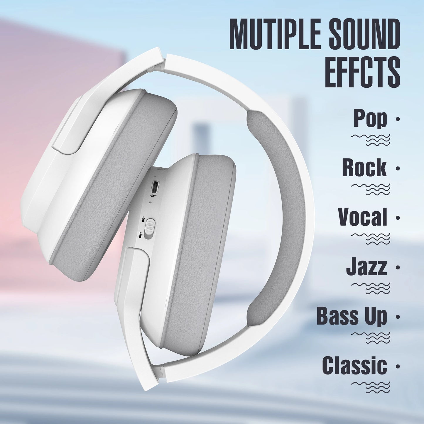 Bluetooth Wireless Over-Ear Headphones with Long Playtime and Microphone