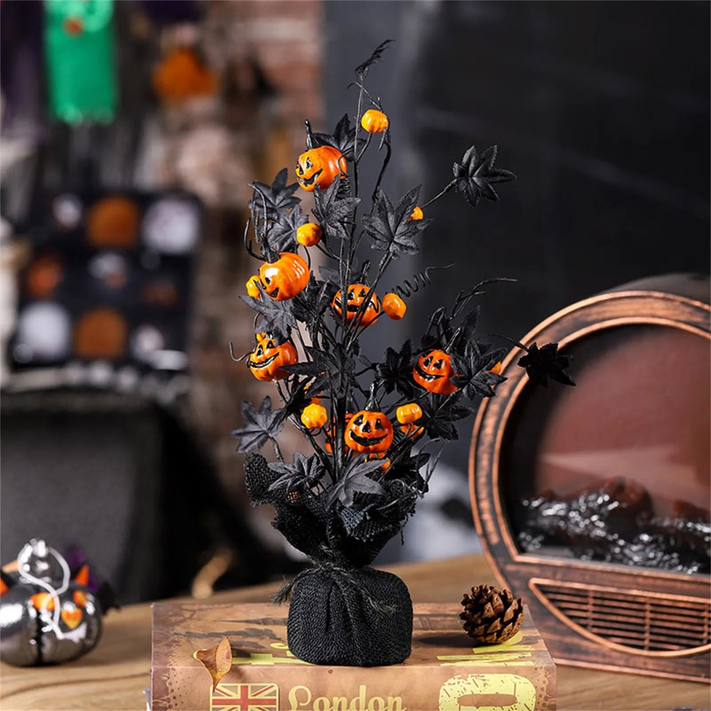 Scary Black Maple Leaf Tree Halloween Decorations for Home