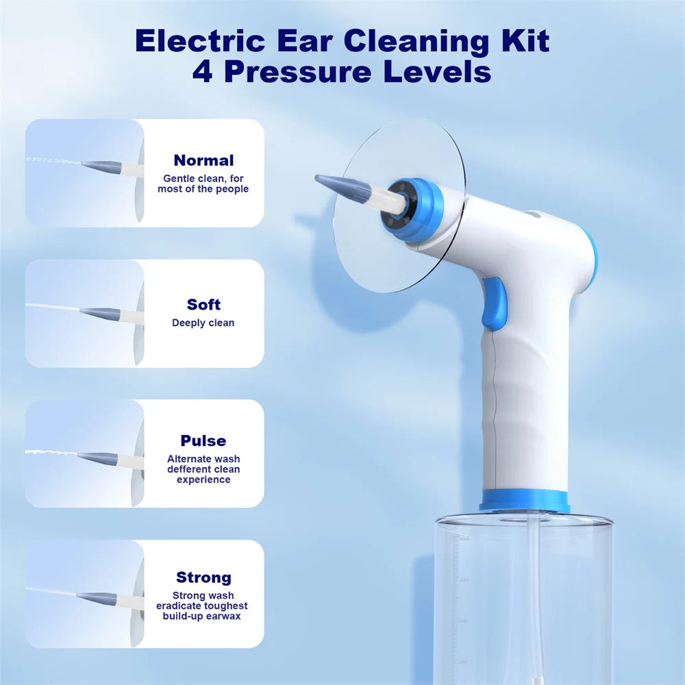 Electric Ear Wax Removal Kit with Light Ear Irrigation and Four Pressure Modes Safe and Effective Ear Cleaning System