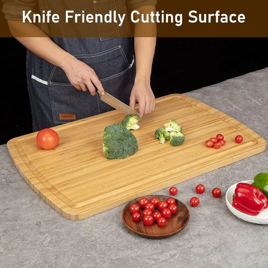 Bamboo Cutting Board with Juice Groove for Kitchen Essentials