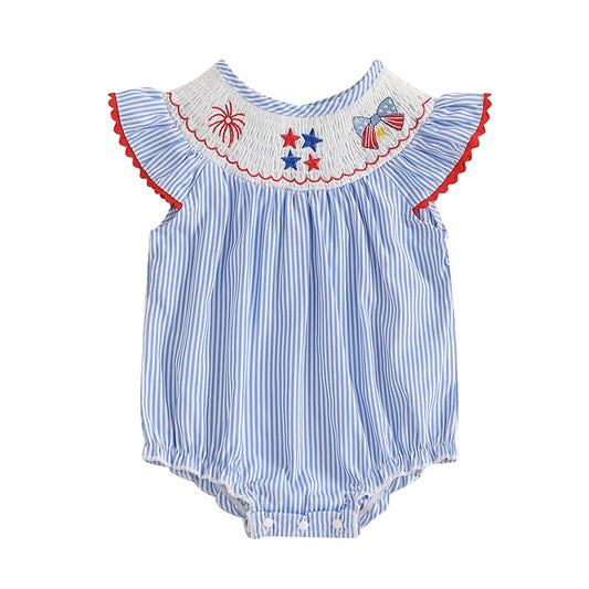 Independence Day Infant Baby Girls Romper Fly Sleeve Bodysuit