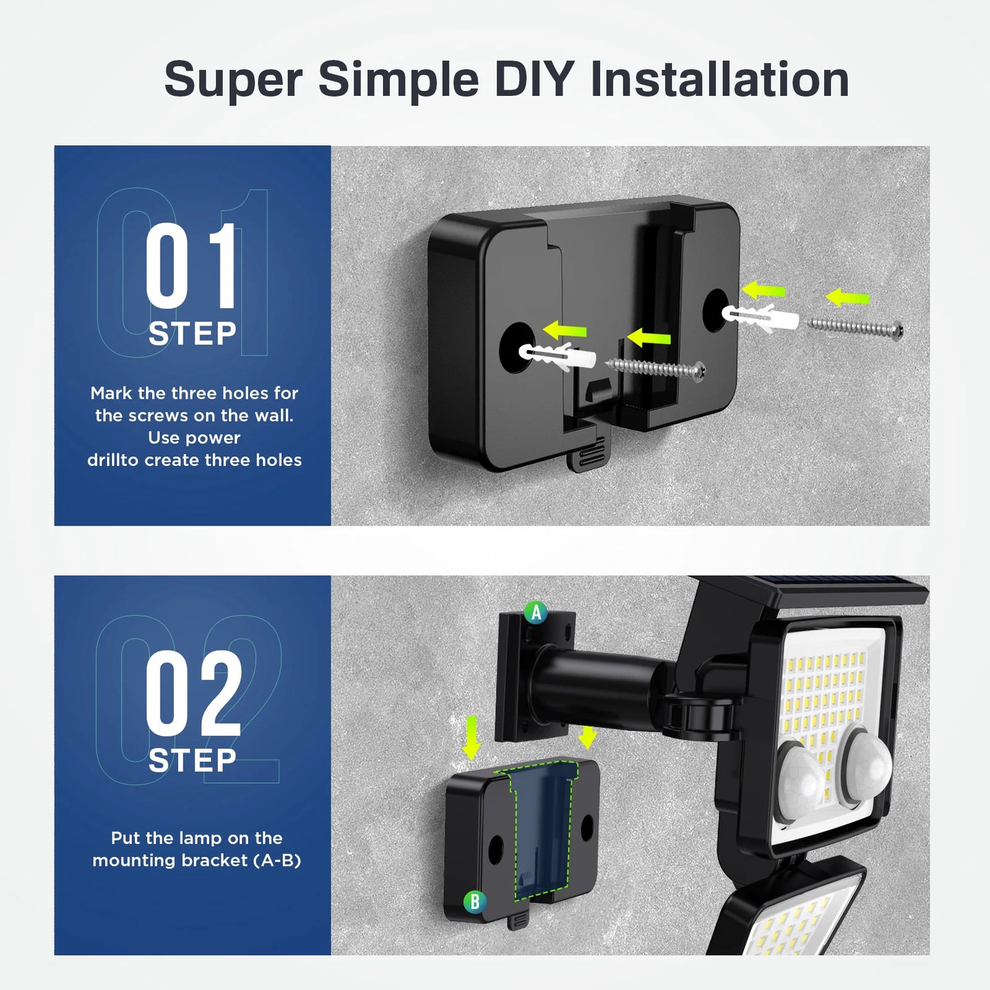 Solar Outdoor Lights - 3000LM 188 LED Motion Sensor Flood Security