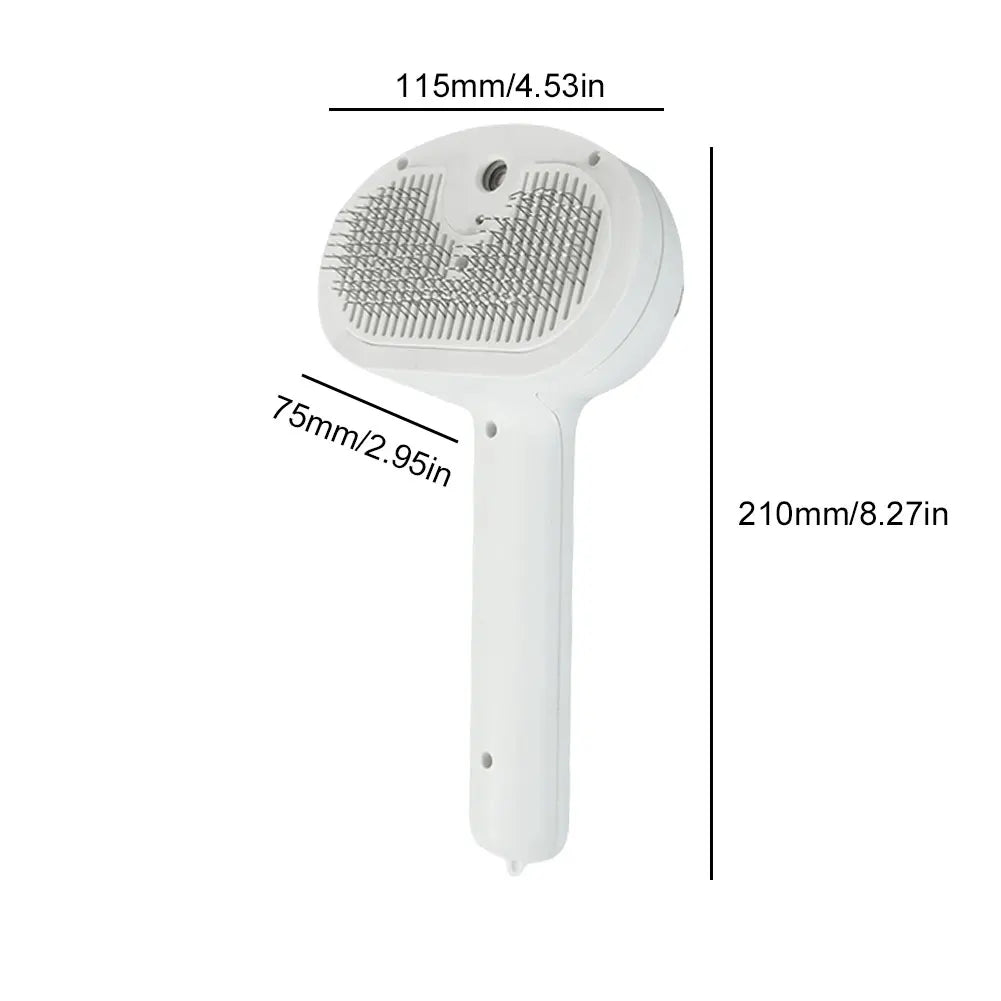 Cat Grooming Brush with Release Button and Rechargeable Spray