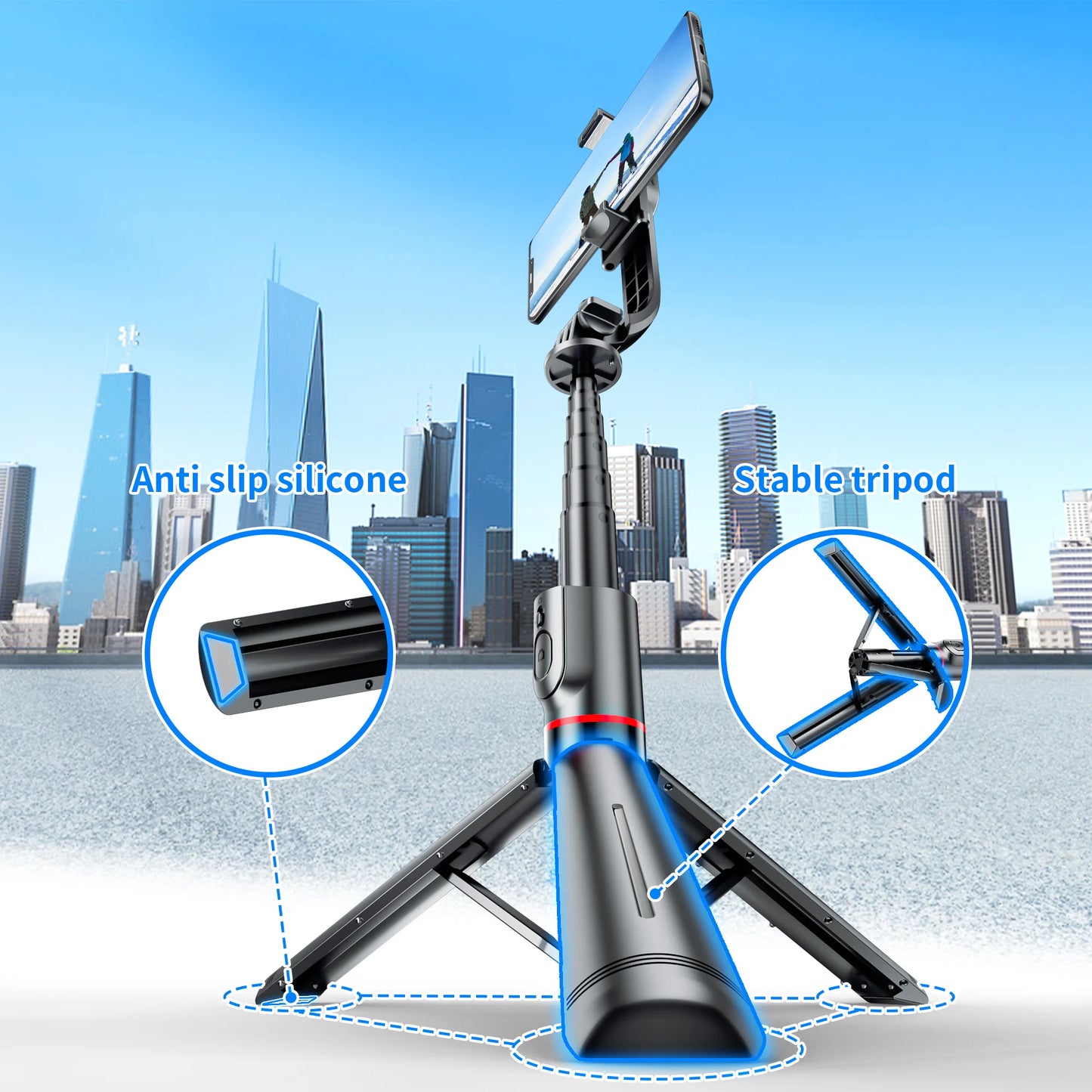 L12 1060mm Foldable Selfie Stick Bluetooth Remote Tripod