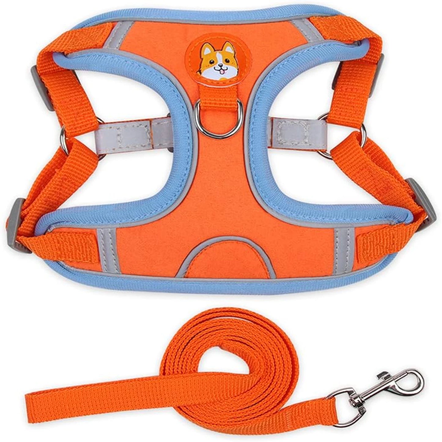 Soft Harness for Dogs No Pull Dog Harness and Leash Set Puppy Cat Step In Vest Harness with Reflective Strips for Small and Medium Dogs