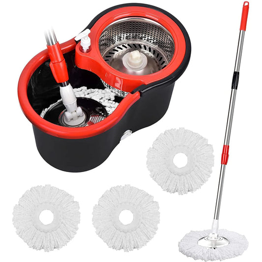 360 Degree Spin Mop Bucket Set with Stainless Steel Basket