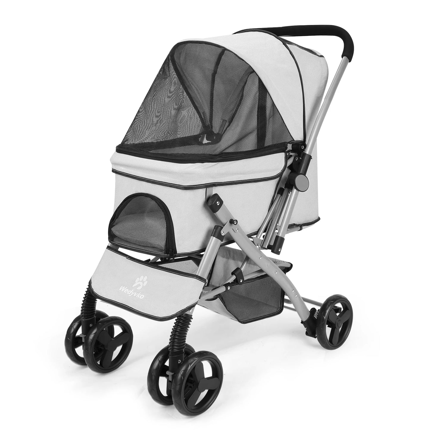 Foldable Cat Dog Stroller Detachable Easy Assembly Pet Travel Carrier With Shock Absorption Folding Resistant To Dirt