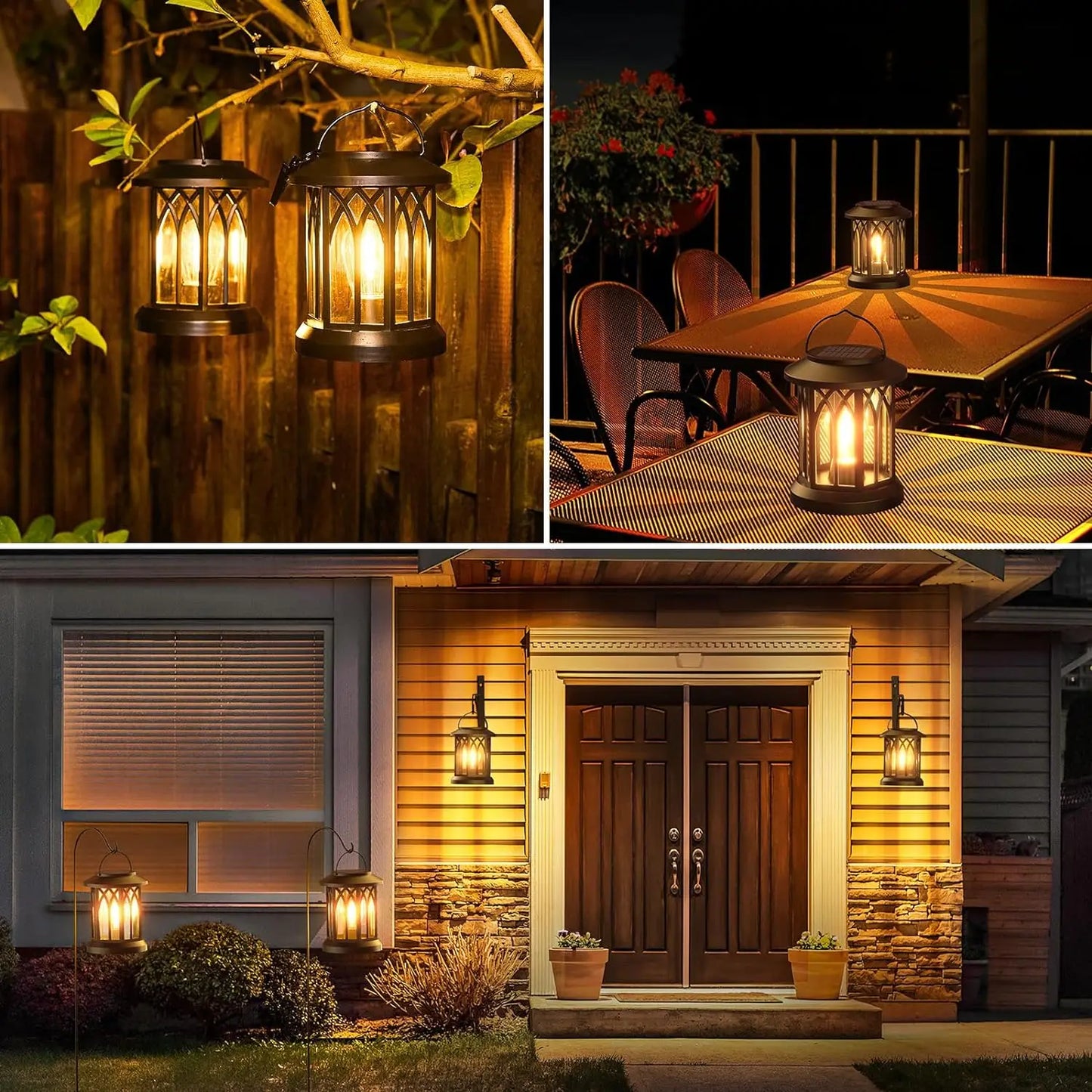 2 Pack Upgraded Bright Solar Lantern Lights Outdoor Warm Light