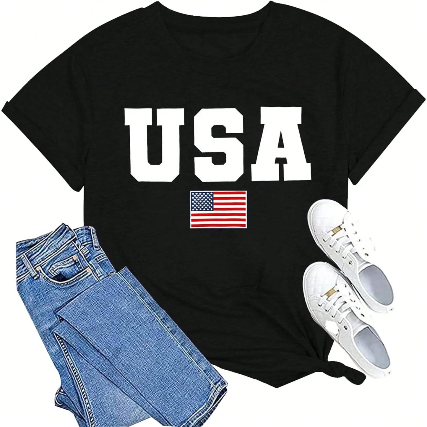 American Flag Shirts For Women 4th Of July Tops USA Print T Shirt Proud T Shirt Comfort Neck Short Casual Short Sleeve American