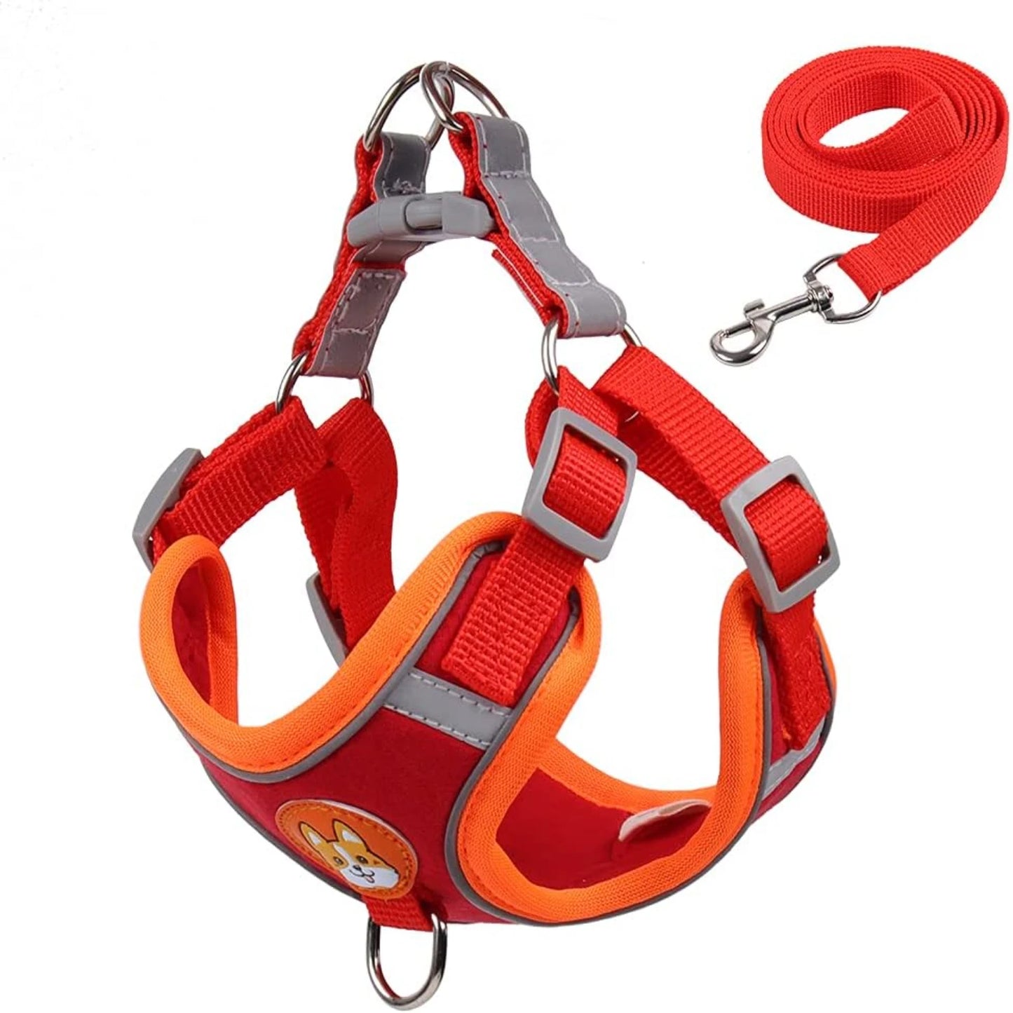 Soft Harness for Dogs No Pull Dog Harness and Leash Set Puppy Cat Step In Vest Harness with Reflective Strips for Small and Medium Dogs