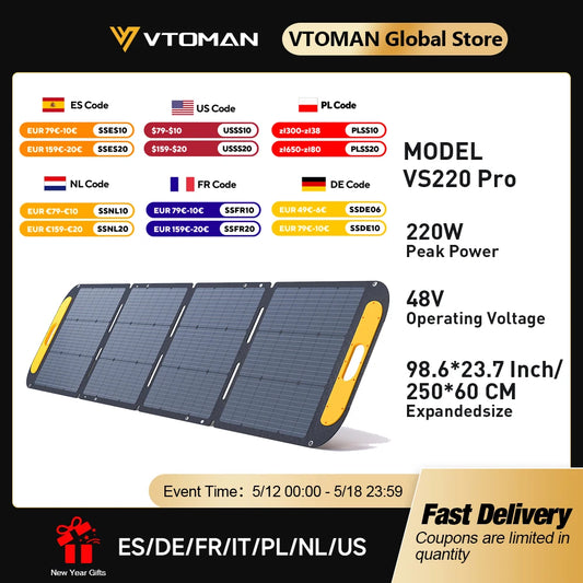 VTOMAN VS220 PRO 220W Solar Panel Kit for Home Use