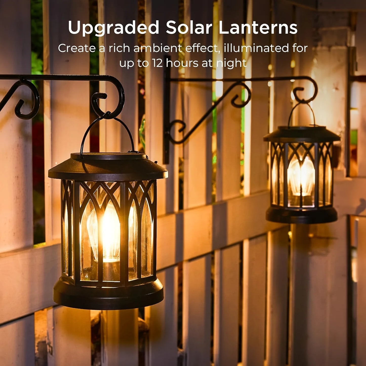2 Pack Upgraded Bright Solar Lantern Lights Outdoor Warm Light