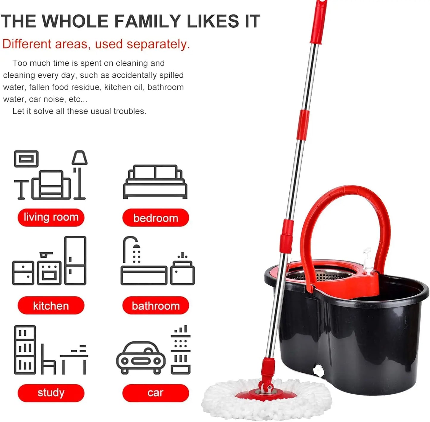 360 Degree Spin Mop Bucket Set with Stainless Steel Basket