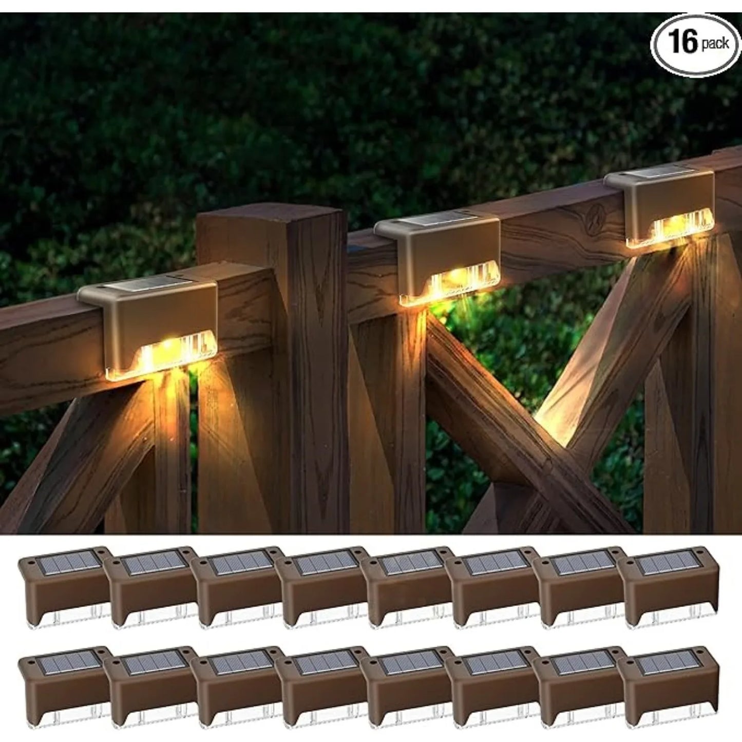 16PCS Outdoor Solar Step Lights Waterproof for Steps Courtyards