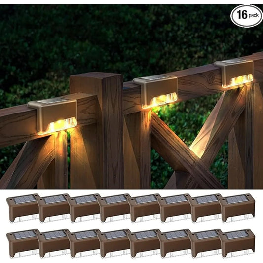 16PCS Outdoor Solar Step Lights Waterproof for Steps Courtyards